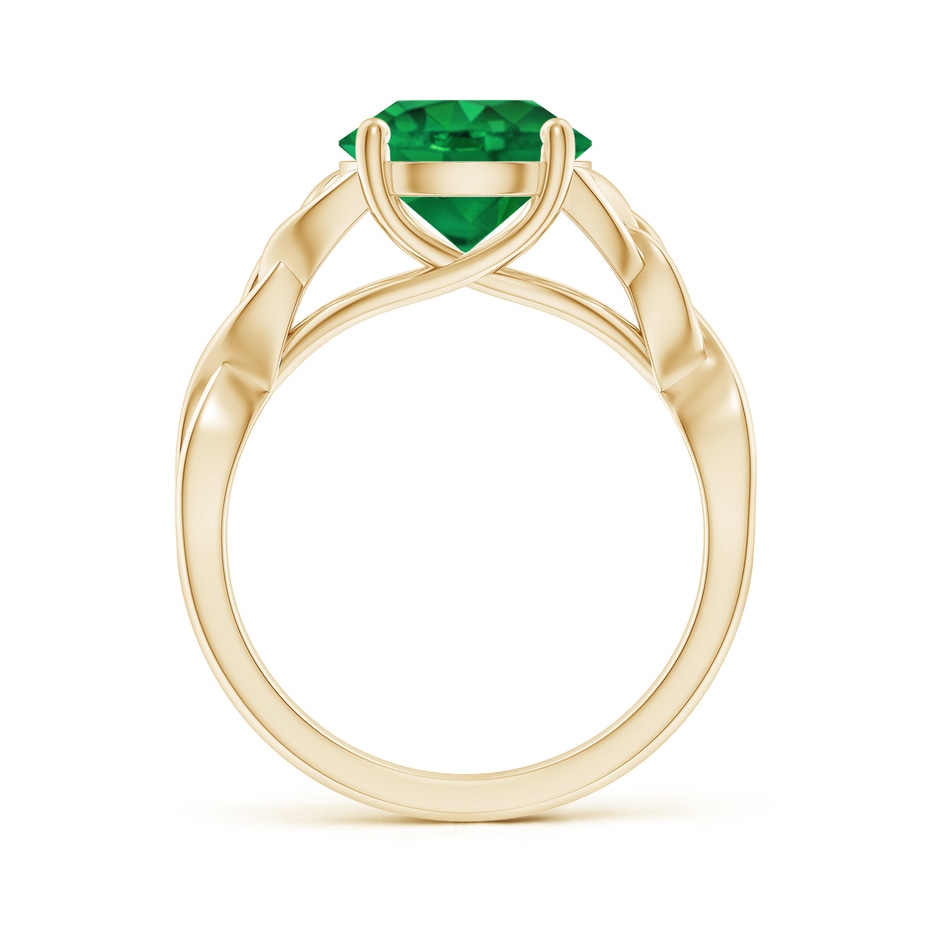 9mm AAA Round Emerald Celtic Knot Engagement Ring in Yellow Gold side 199