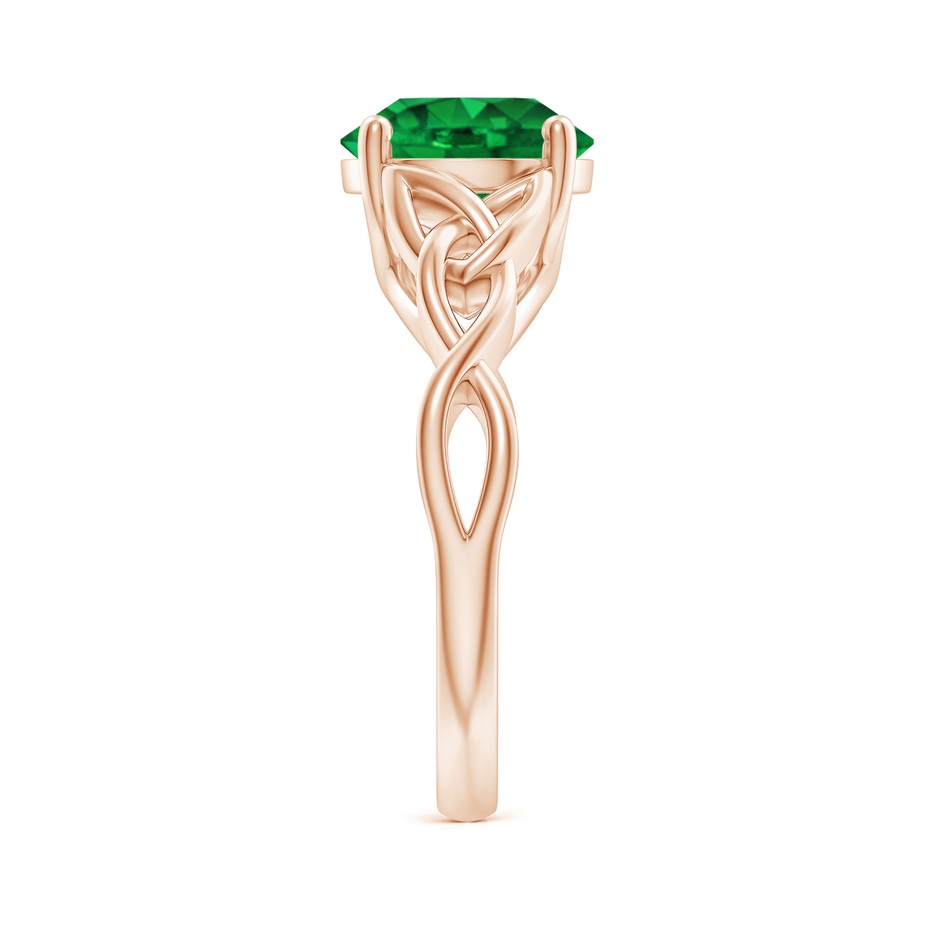 9mm AAAA Round Emerald Celtic Knot Engagement Ring in Rose Gold side 299