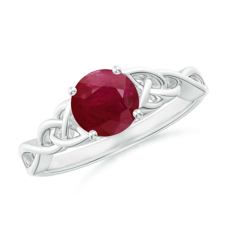 6.5mm A Round Ruby Celtic Knot Engagement Ring in P950 Platinum 