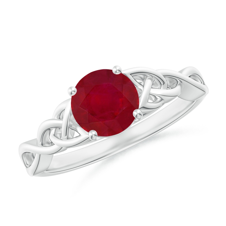 6.5mm AA Round Ruby Celtic Knot Engagement Ring in P950 Platinum 