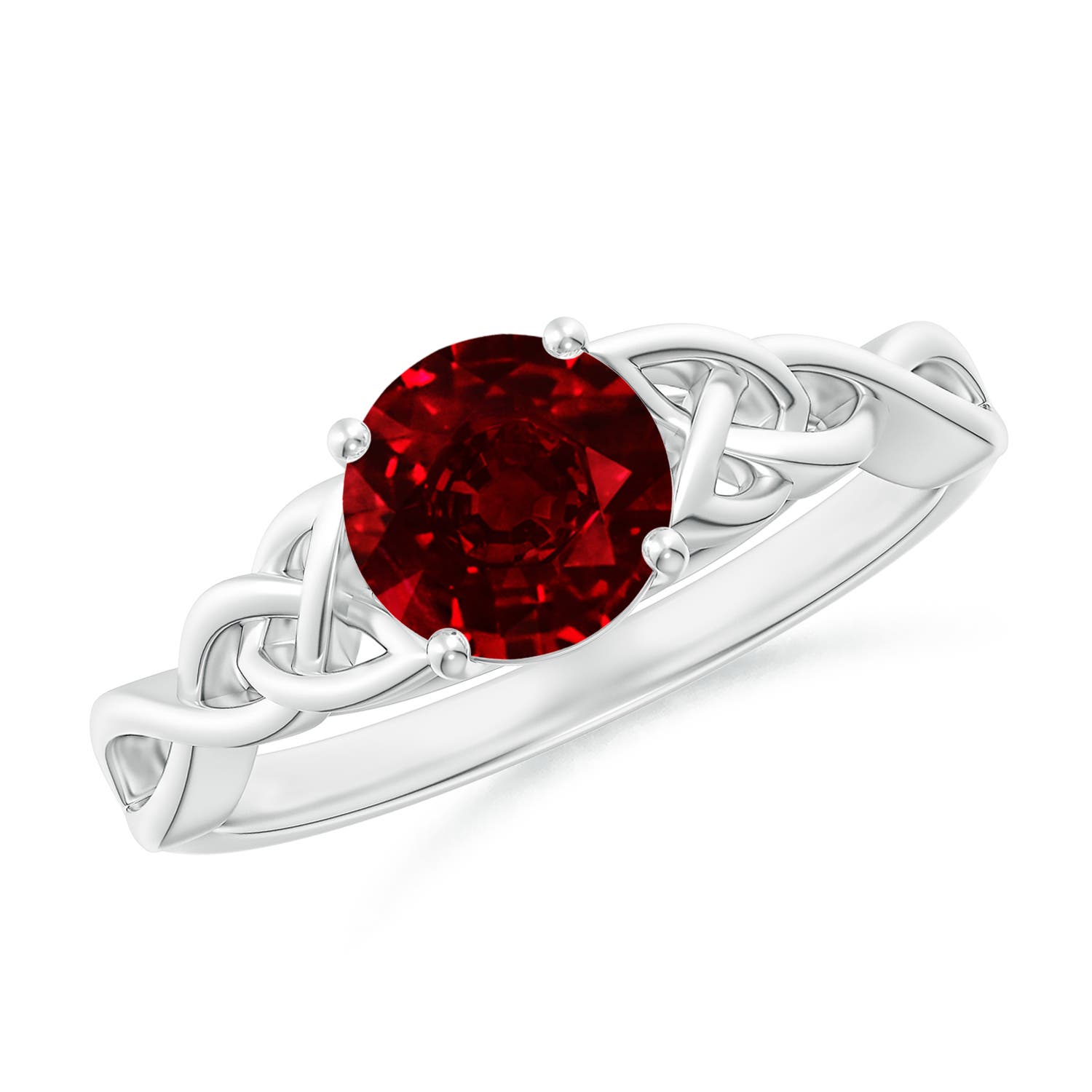 6.5mm AAAA Round Ruby Celtic Knot Engagement Ring in P950 Platinum