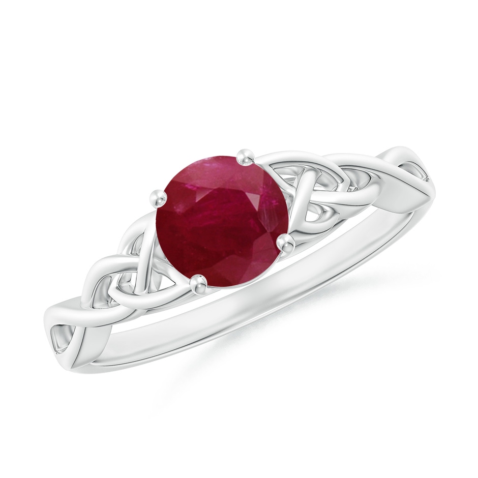 6mm A Round Ruby Celtic Knot Engagement Ring in P950 Platinum 