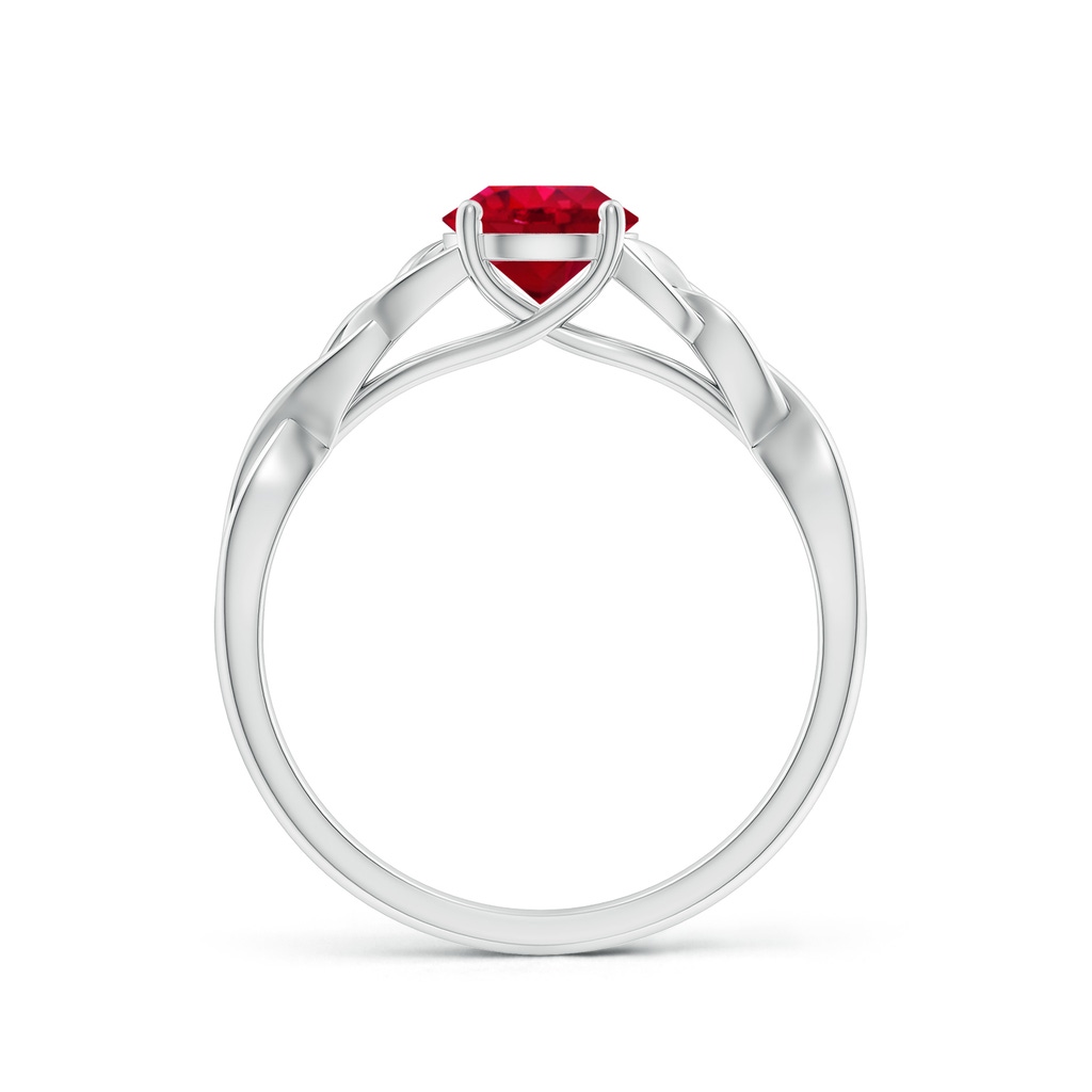 6mm AAA Round Ruby Celtic Knot Engagement Ring in 18K White Gold - side 199