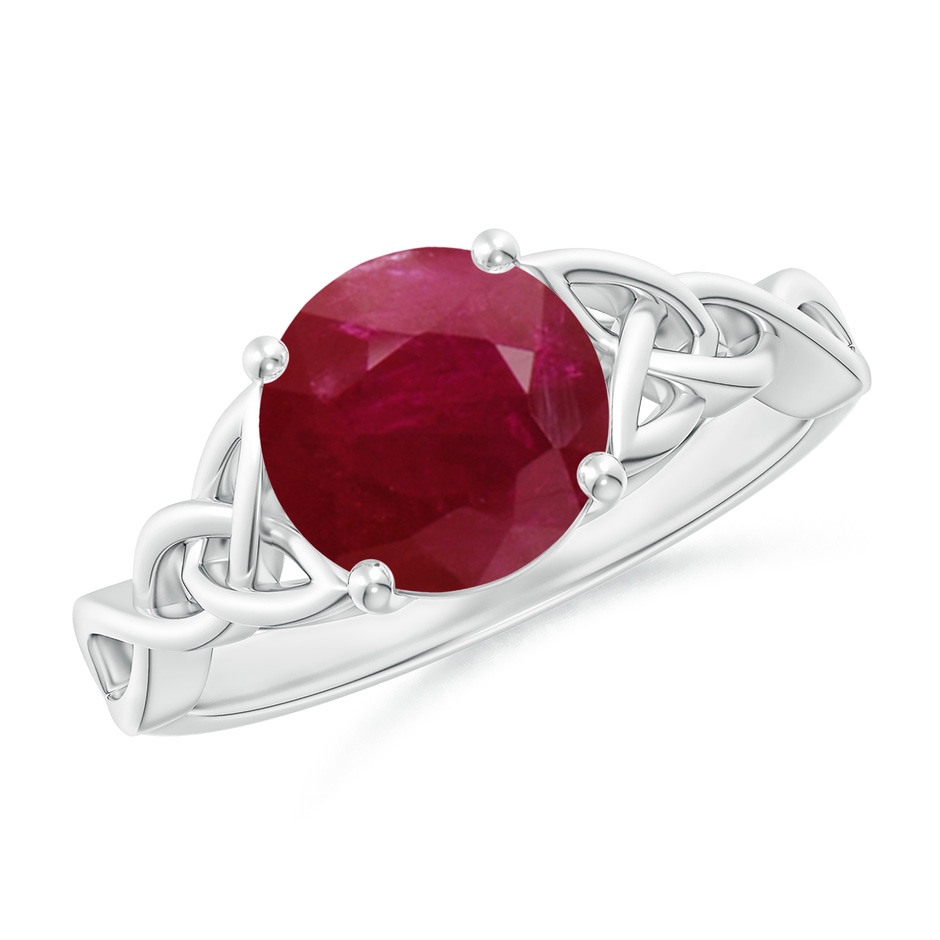 8mm A Round Ruby Celtic Knot Engagement Ring in P950 Platinum 