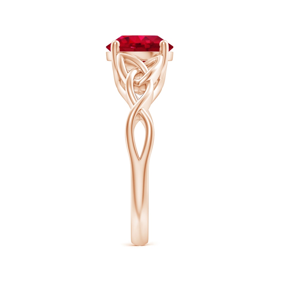 8mm AAA Round Ruby Celtic Knot Engagement Ring in 18K Rose Gold side 299