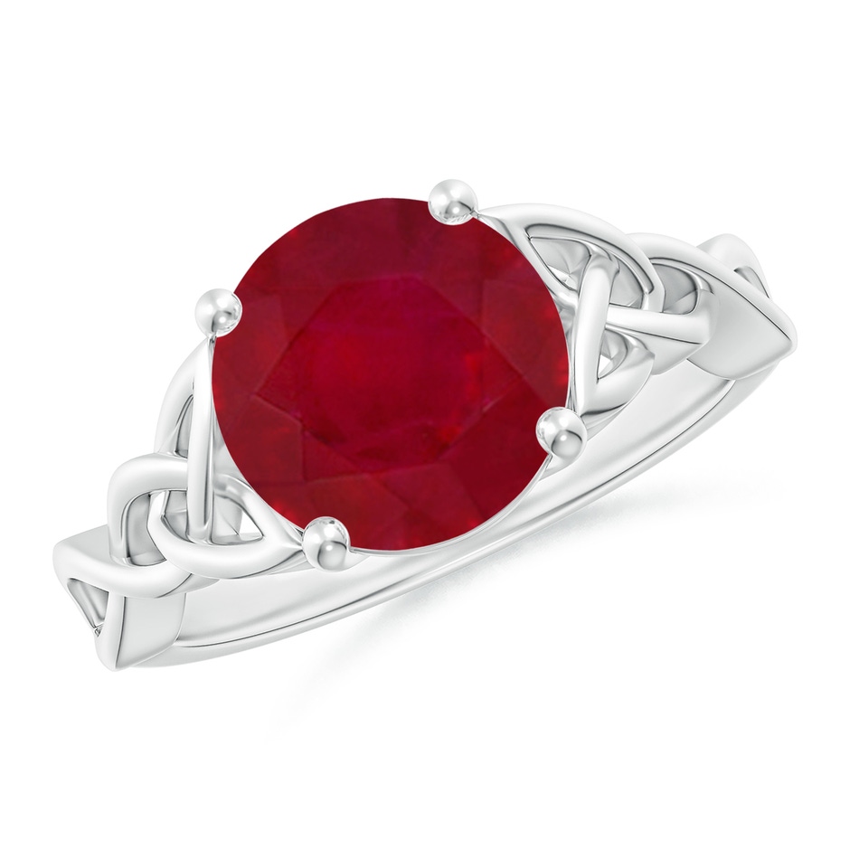 9mm AA Round Ruby Celtic Knot Engagement Ring in White Gold 