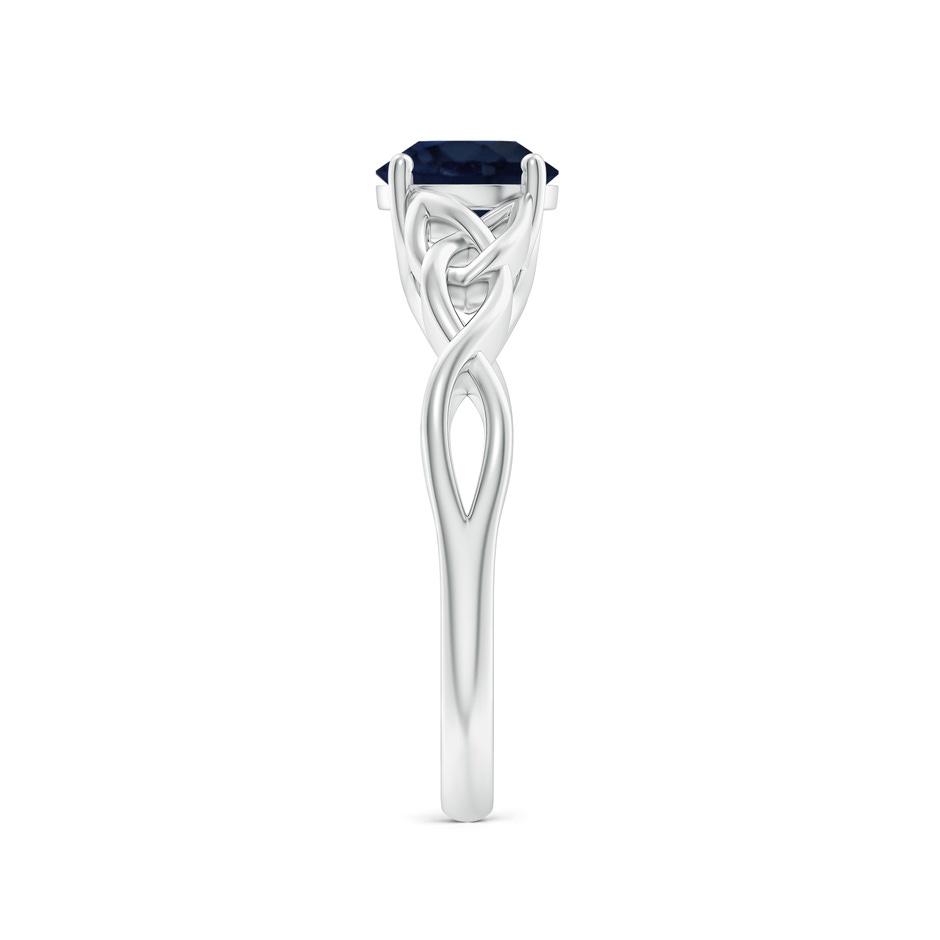 6.5mm A Round Blue Sapphire Celtic Knot Engagement Ring in White Gold side 299