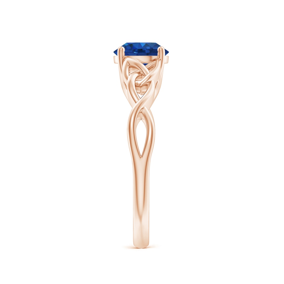 6.5mm AAA Round Blue Sapphire Celtic Knot Engagement Ring in Rose Gold side 299