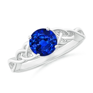 6.5mm Lab-Grown Round Blue Sapphire Celtic Knot Engagement Ring in P950 Platinum