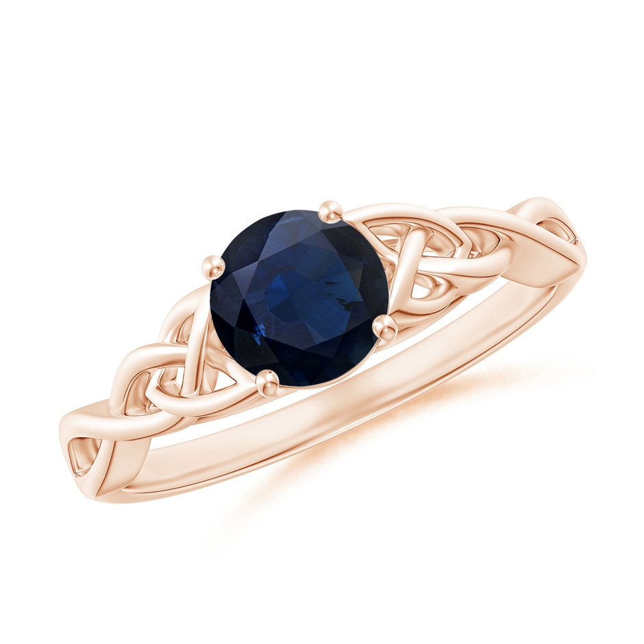 6mm A Round Blue Sapphire Celtic Knot Engagement Ring in Rose Gold 
