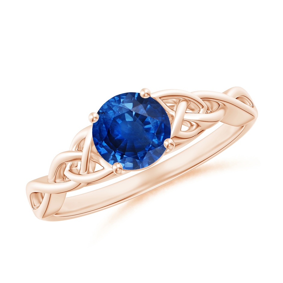 6mm AAA Round Blue Sapphire Celtic Knot Engagement Ring in Rose Gold 