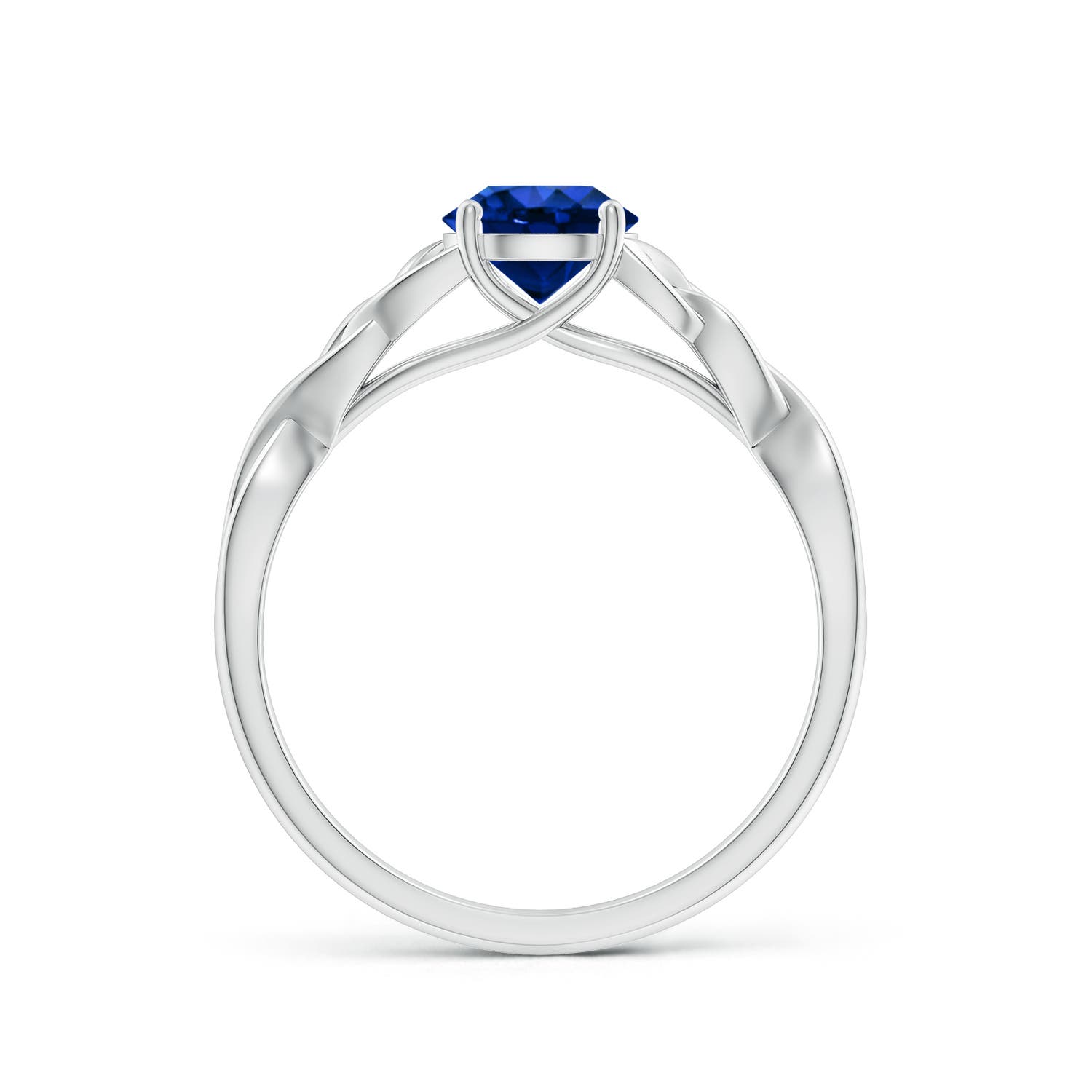 6mm AAAA Round Blue Sapphire Celtic Knot Engagement Ring in P950 Platinum
