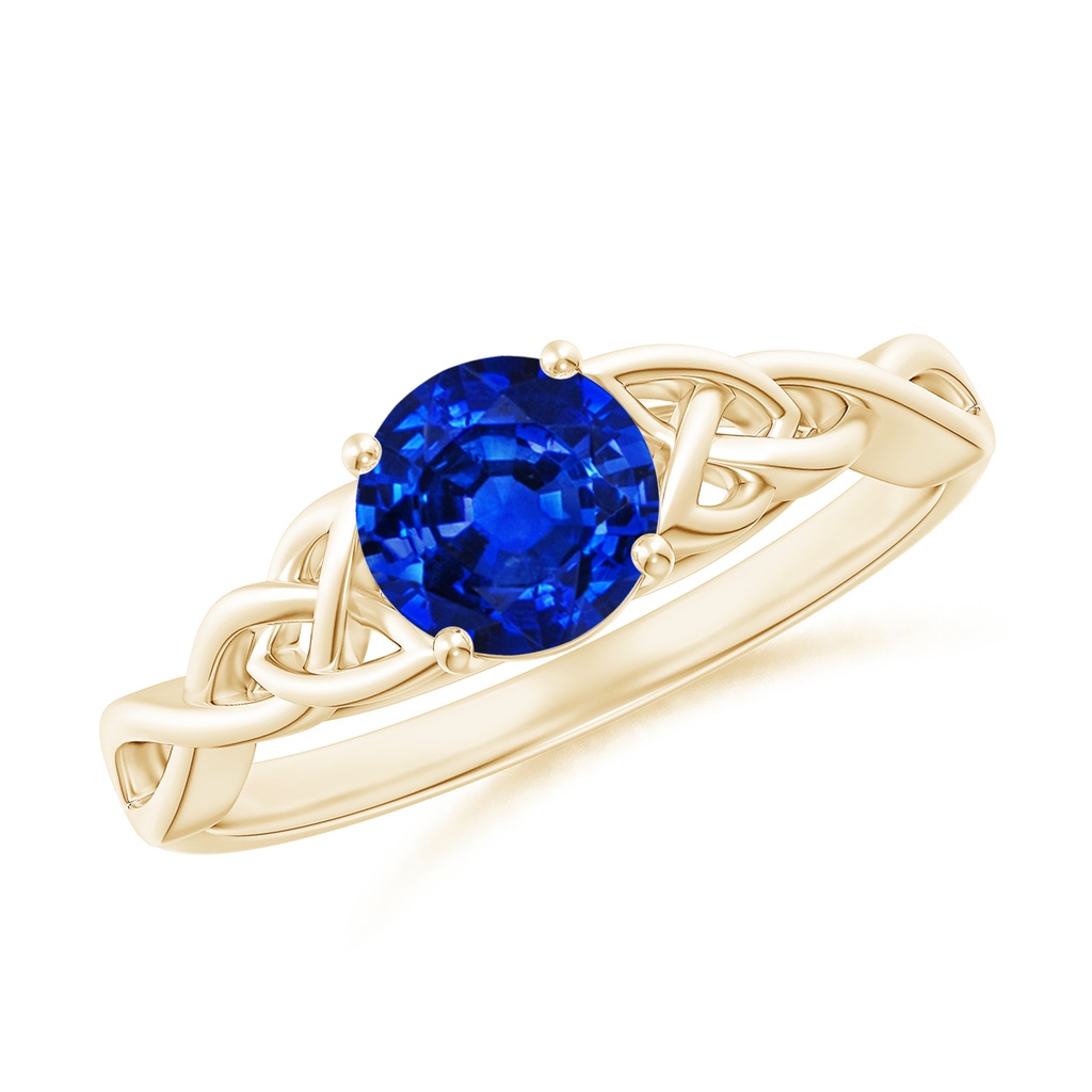 6mm Lab-Grown Round Blue Sapphire Celtic Knot Engagement Ring in Yellow Gold