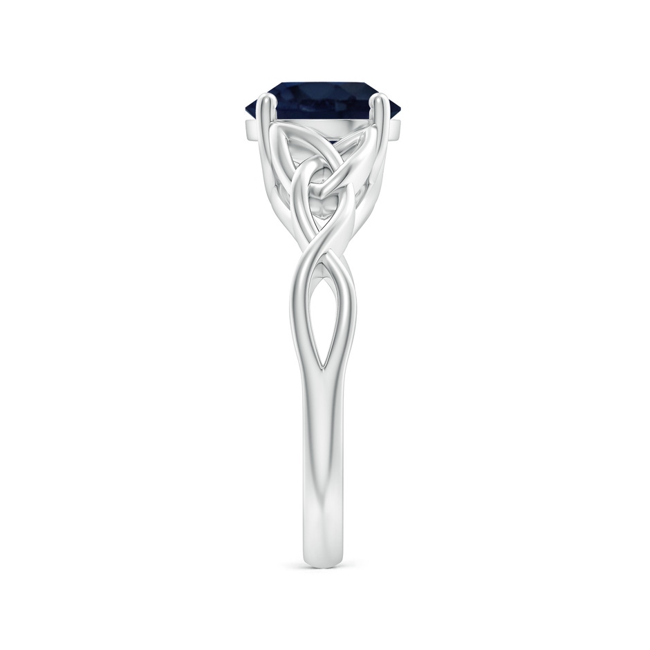 8mm A Round Blue Sapphire Celtic Knot Engagement Ring in 18K White Gold side 299