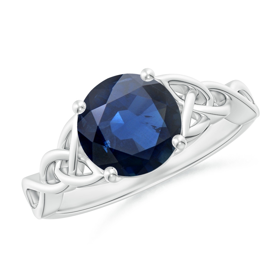 8mm AA Round Blue Sapphire Celtic Knot Engagement Ring in P950 Platinum 