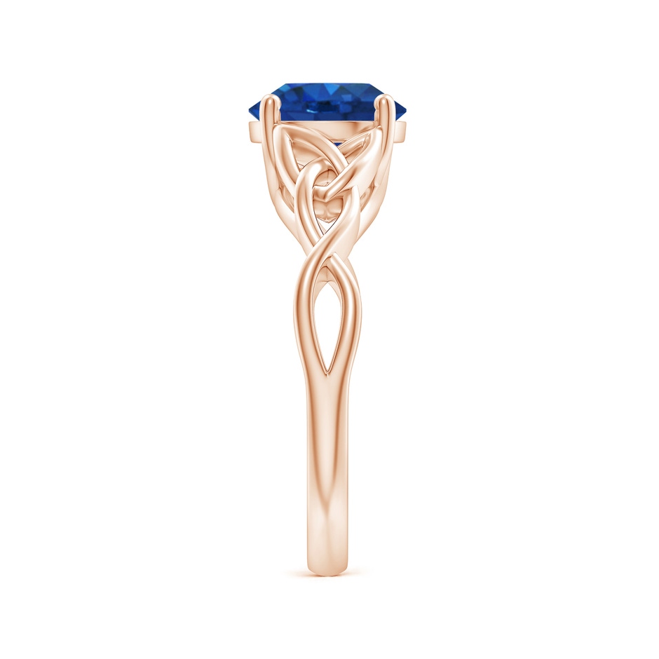 8mm AAA Round Blue Sapphire Celtic Knot Engagement Ring in 18K Rose Gold side 299
