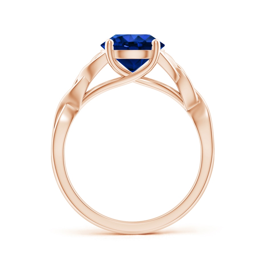 8mm AAAA Round Blue Sapphire Celtic Knot Engagement Ring in 18K Rose Gold side 199