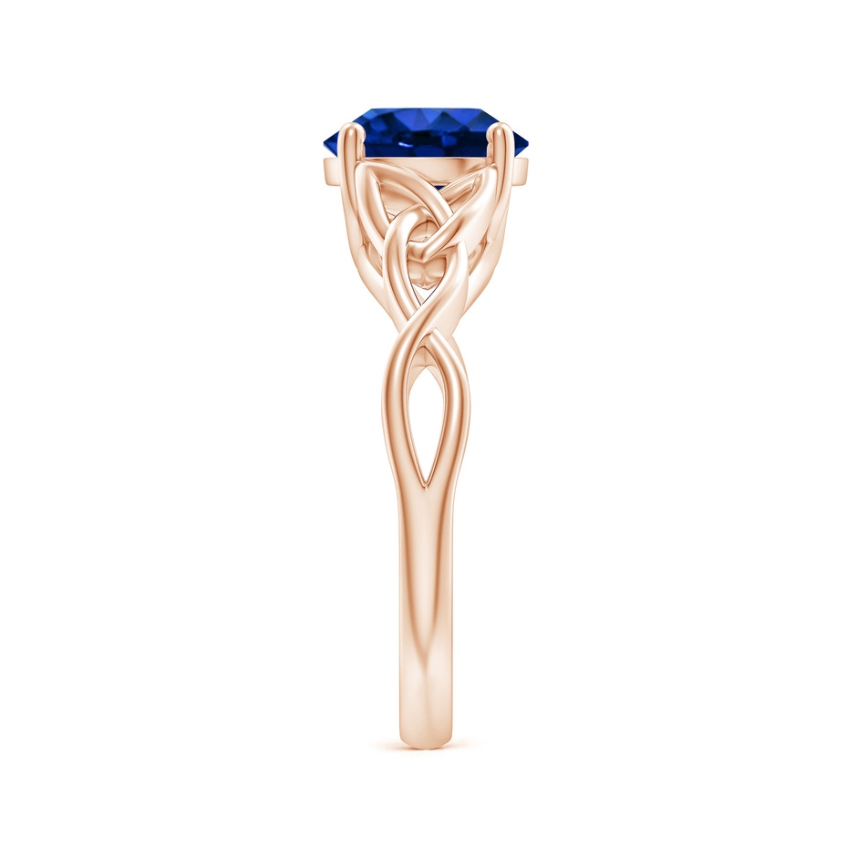 8mm AAAA Round Blue Sapphire Celtic Knot Engagement Ring in Rose Gold side 299