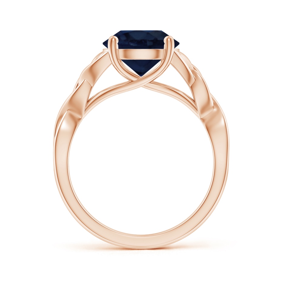 9mm A Round Blue Sapphire Celtic Knot Engagement Ring in 18K Rose Gold side 199