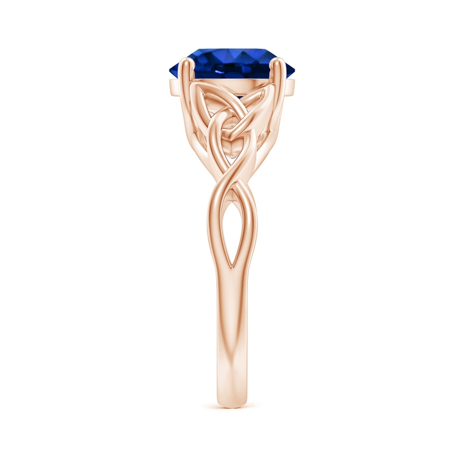 9mm AAAA Round Blue Sapphire Celtic Knot Engagement Ring in Rose Gold side 299
