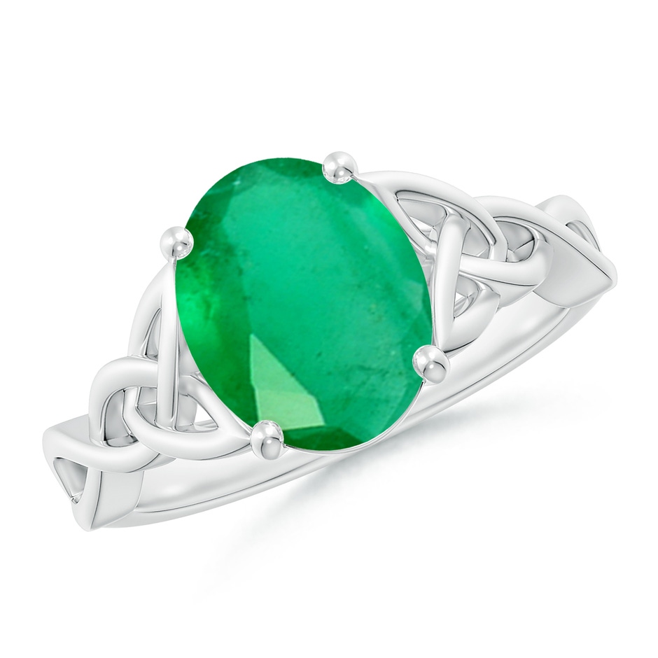 10x8mm A Oval Emerald Celtic Knot Engagement Ring in P950 Platinum 