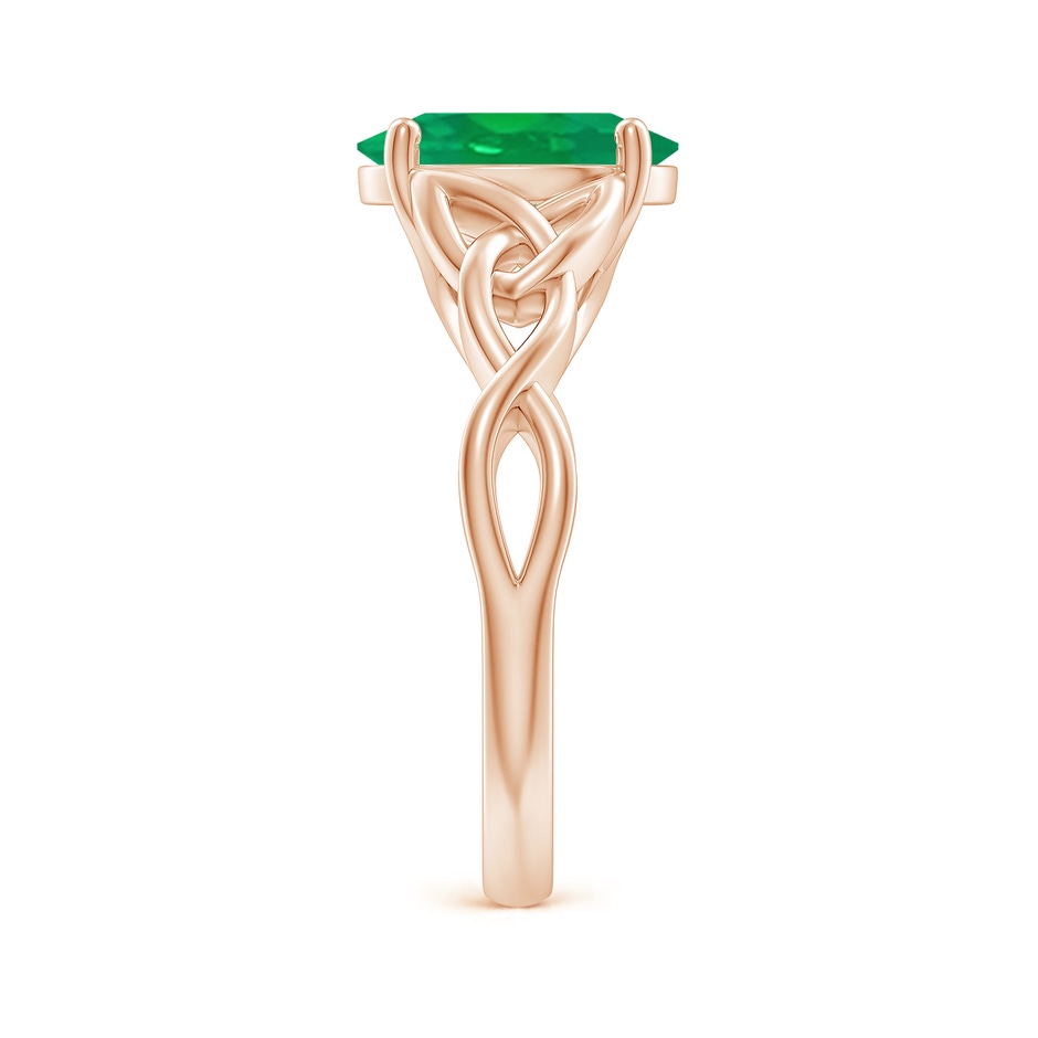 10x8mm AA Oval Emerald Celtic Knot Engagement Ring in 18K Rose Gold side 299