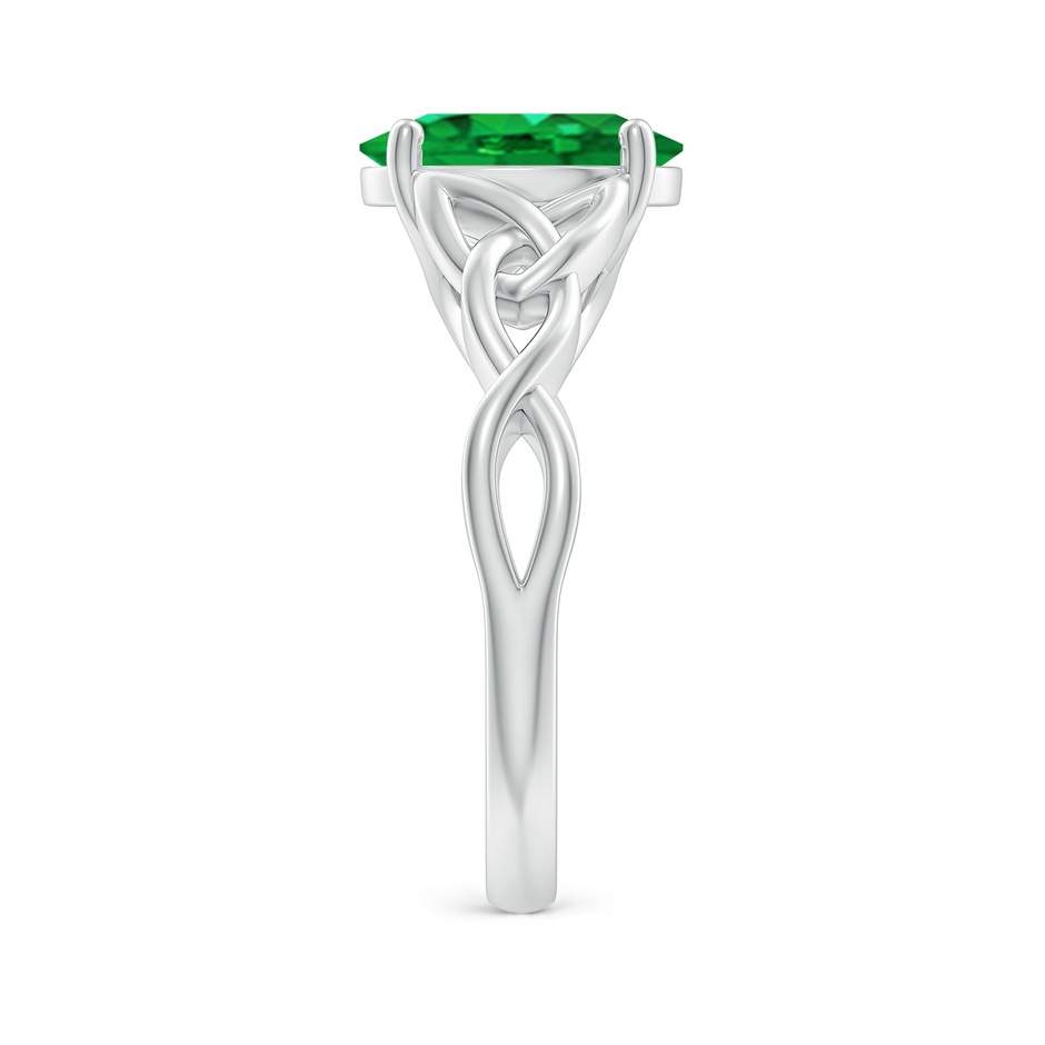 10x8mm AAA Oval Emerald Celtic Knot Engagement Ring in White Gold side 299