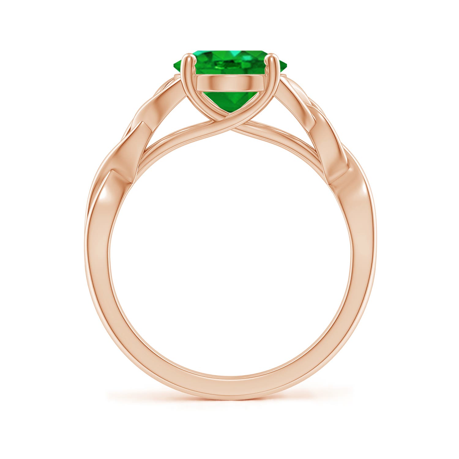10x8mm AAAA Oval Emerald Celtic Knot Engagement Ring in Rose Gold