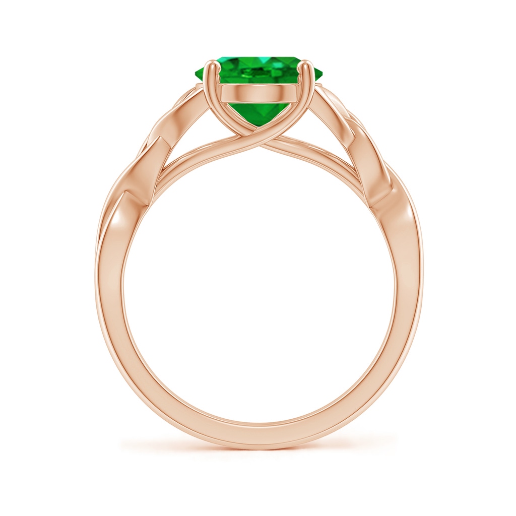 10x8mm AAAA Oval Emerald Celtic Knot Engagement Ring in Rose Gold - side 199