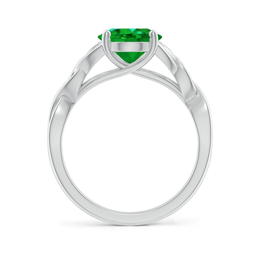 10x8mm AAAA Oval Emerald Celtic Knot Engagement Ring in White Gold - side 199
