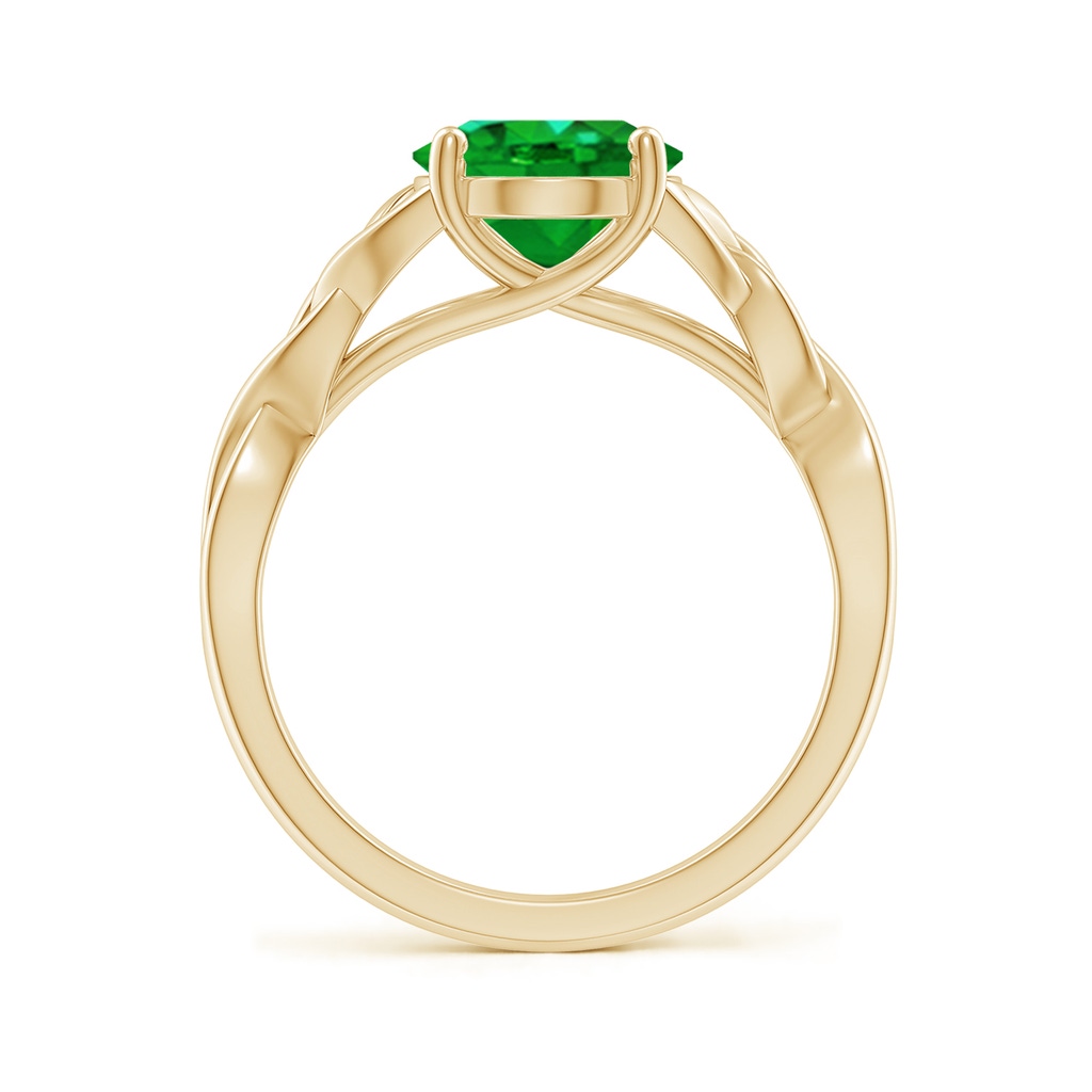 10x8mm AAAA Oval Emerald Celtic Knot Engagement Ring in Yellow Gold - side 199