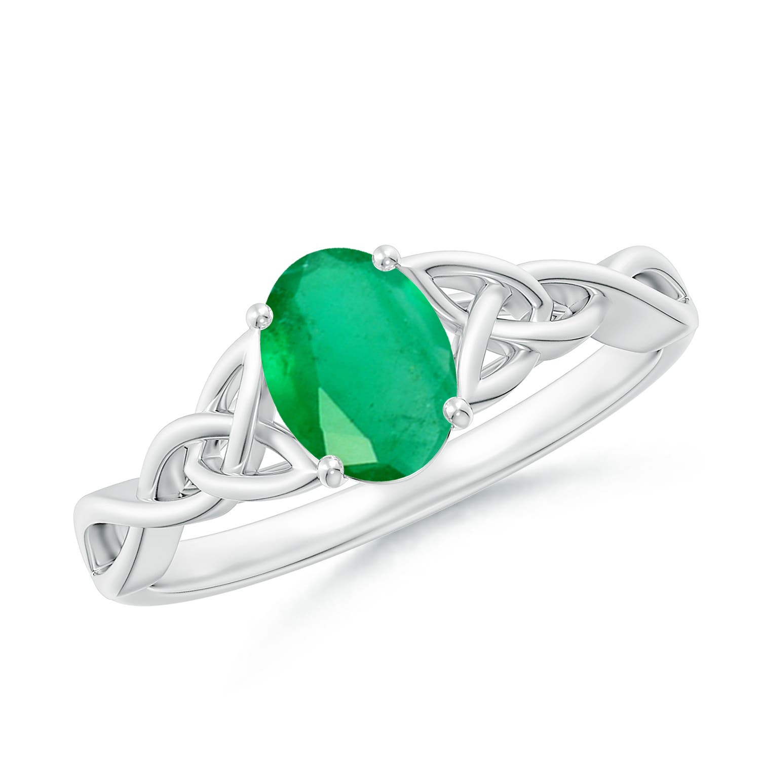 7x5mm A Oval Emerald Celtic Knot Engagement Ring in P950 Platinum