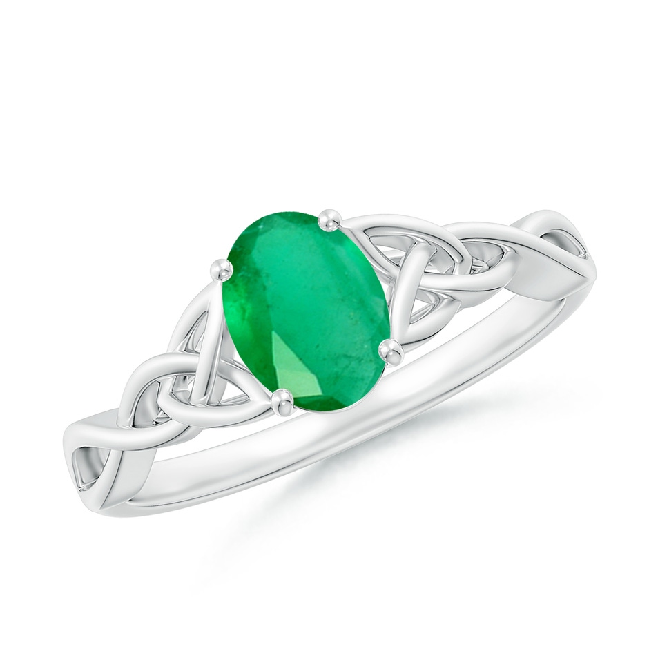 7x5mm A Oval Emerald Celtic Knot Engagement Ring in P950 Platinum 