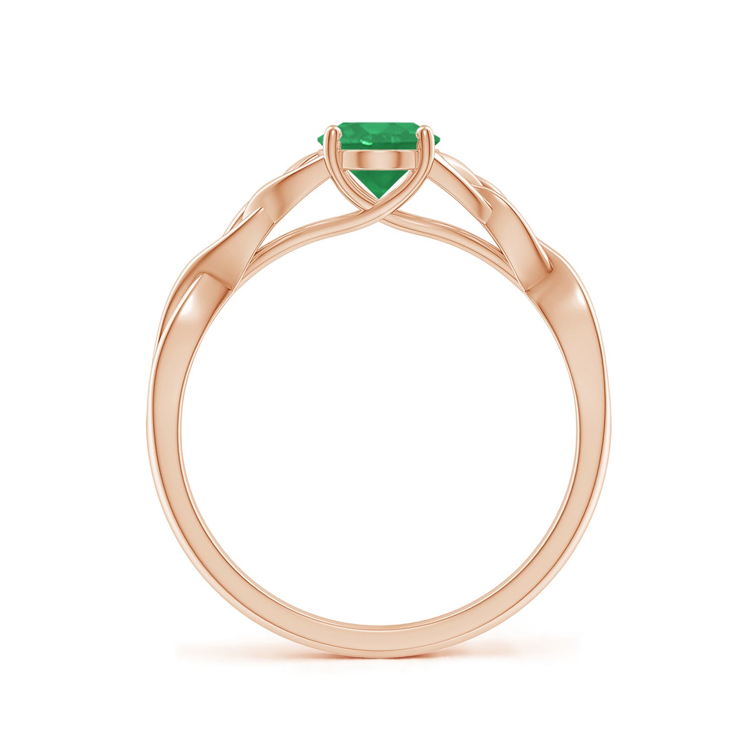 7x5mm A Oval Emerald Celtic Knot Engagement Ring in Rose Gold