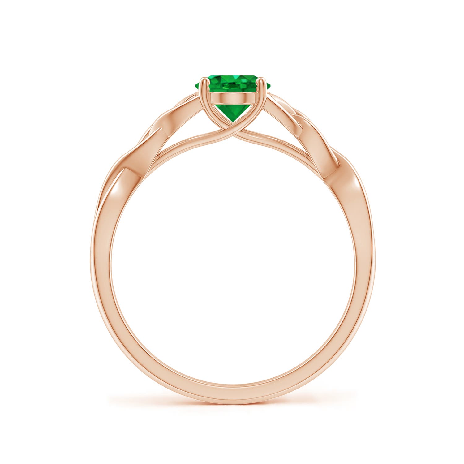 7x5mm AAA Oval Emerald Celtic Knot Engagement Ring in Rose Gold