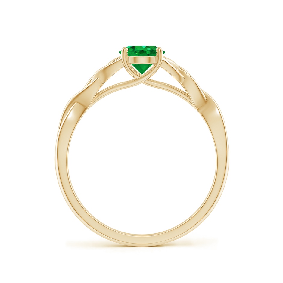7x5mm AAA Oval Emerald Celtic Knot Engagement Ring in Yellow Gold side 199