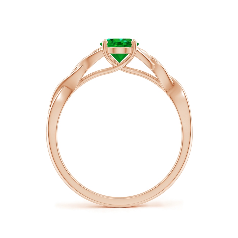 7x5mm AAAA Oval Emerald Celtic Knot Engagement Ring in Rose Gold side 199