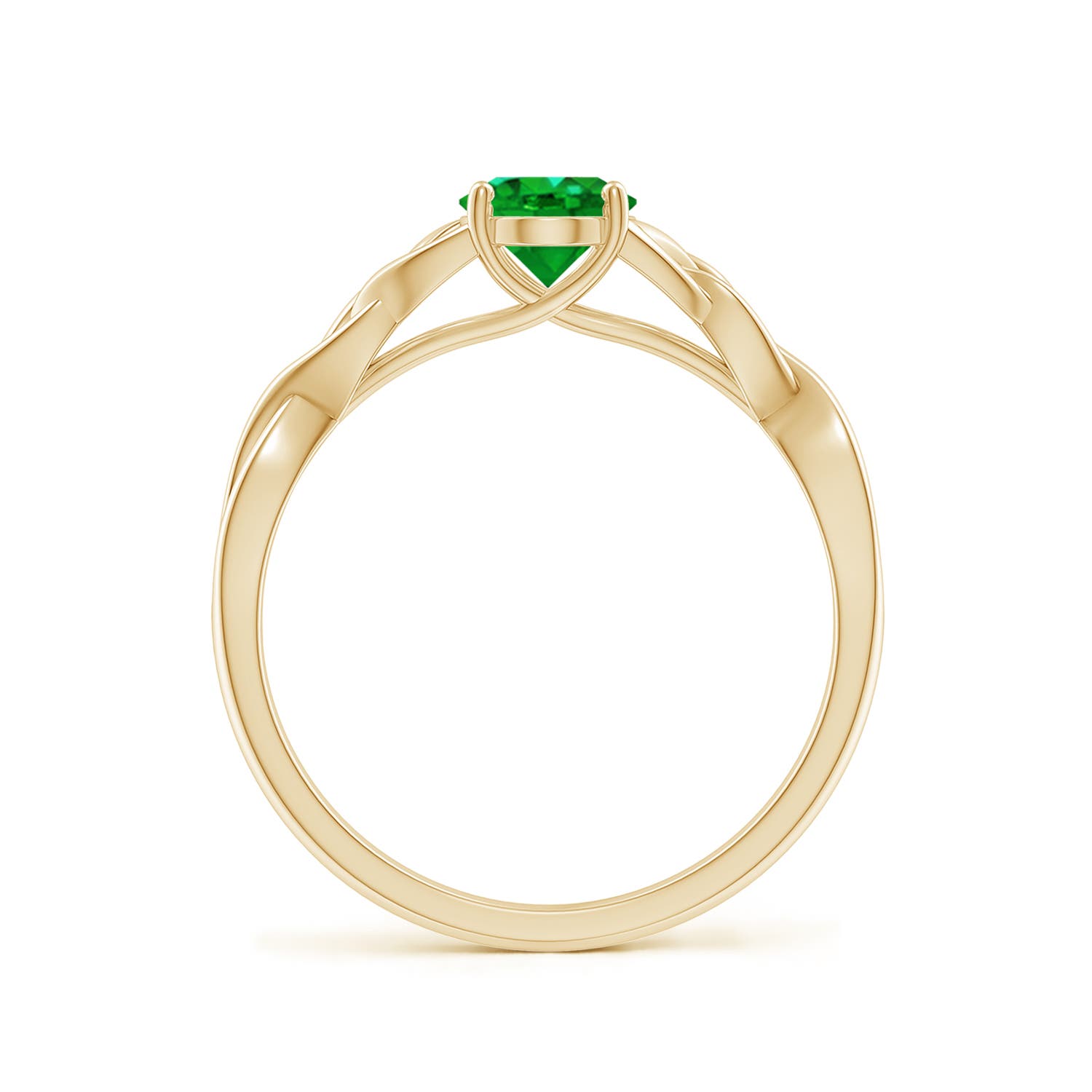 7x5mm AAAA Oval Emerald Celtic Knot Engagement Ring in Yellow Gold