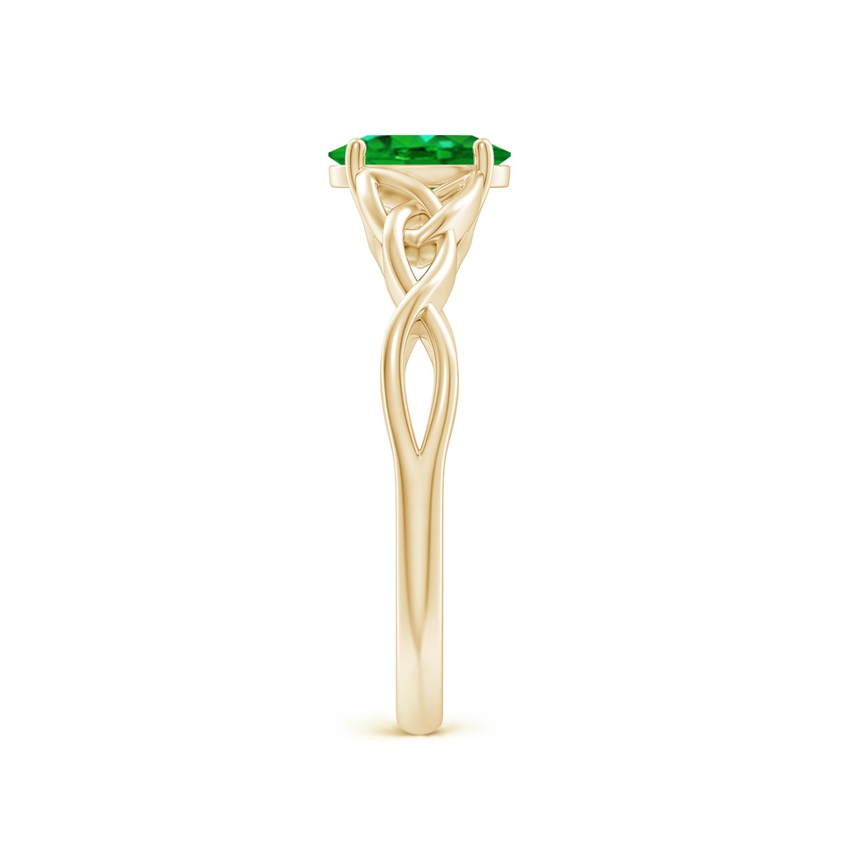 7x5mm AAAA Oval Emerald Celtic Knot Engagement Ring in Yellow Gold side 299