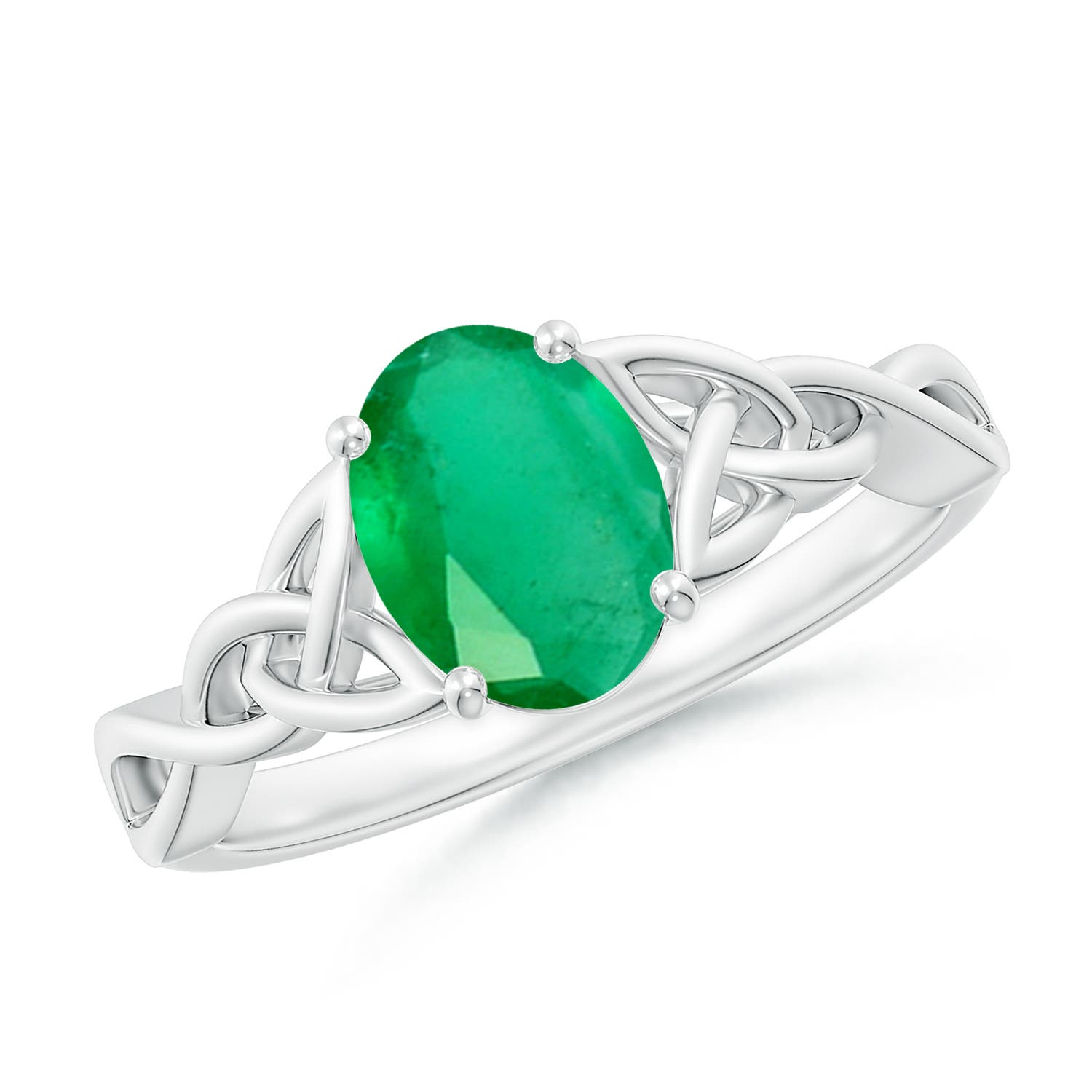 8x6mm A Oval Emerald Celtic Knot Engagement Ring in P950 Platinum