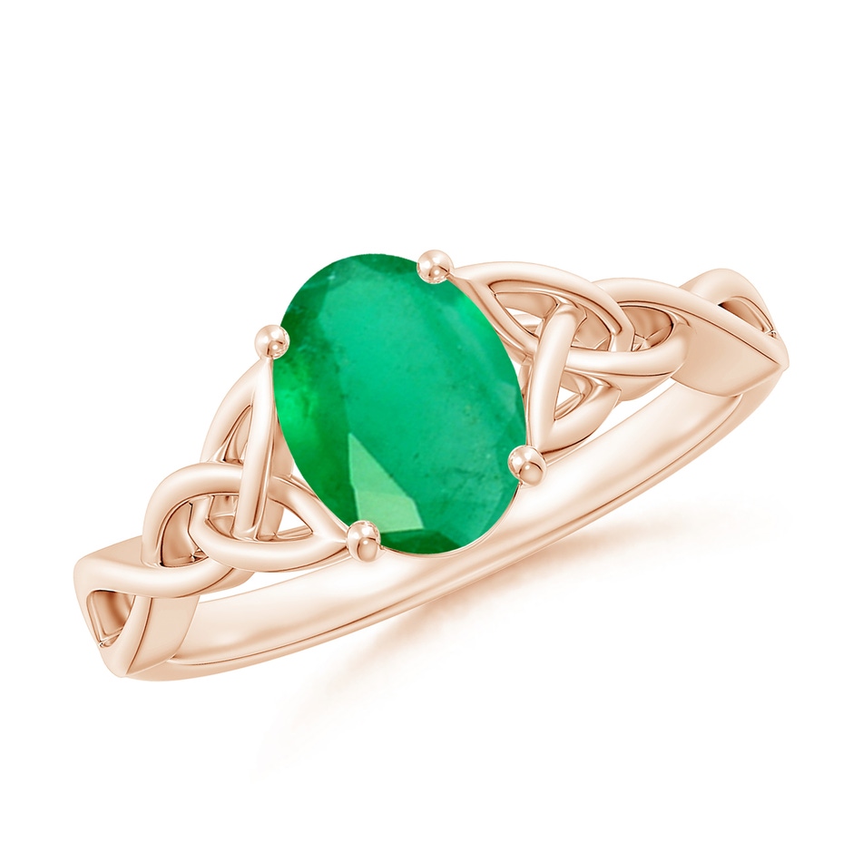 8x6mm A Oval Emerald Celtic Knot Engagement Ring in Rose Gold 
