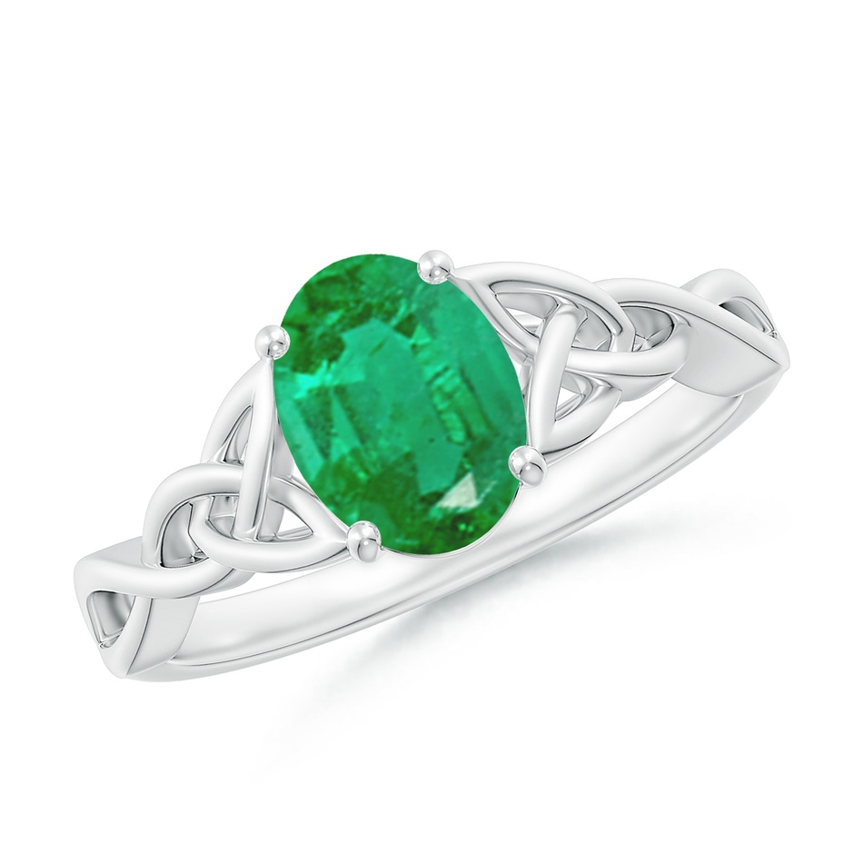 8x6mm AA Oval Emerald Celtic Knot Engagement Ring in P950 Platinum 