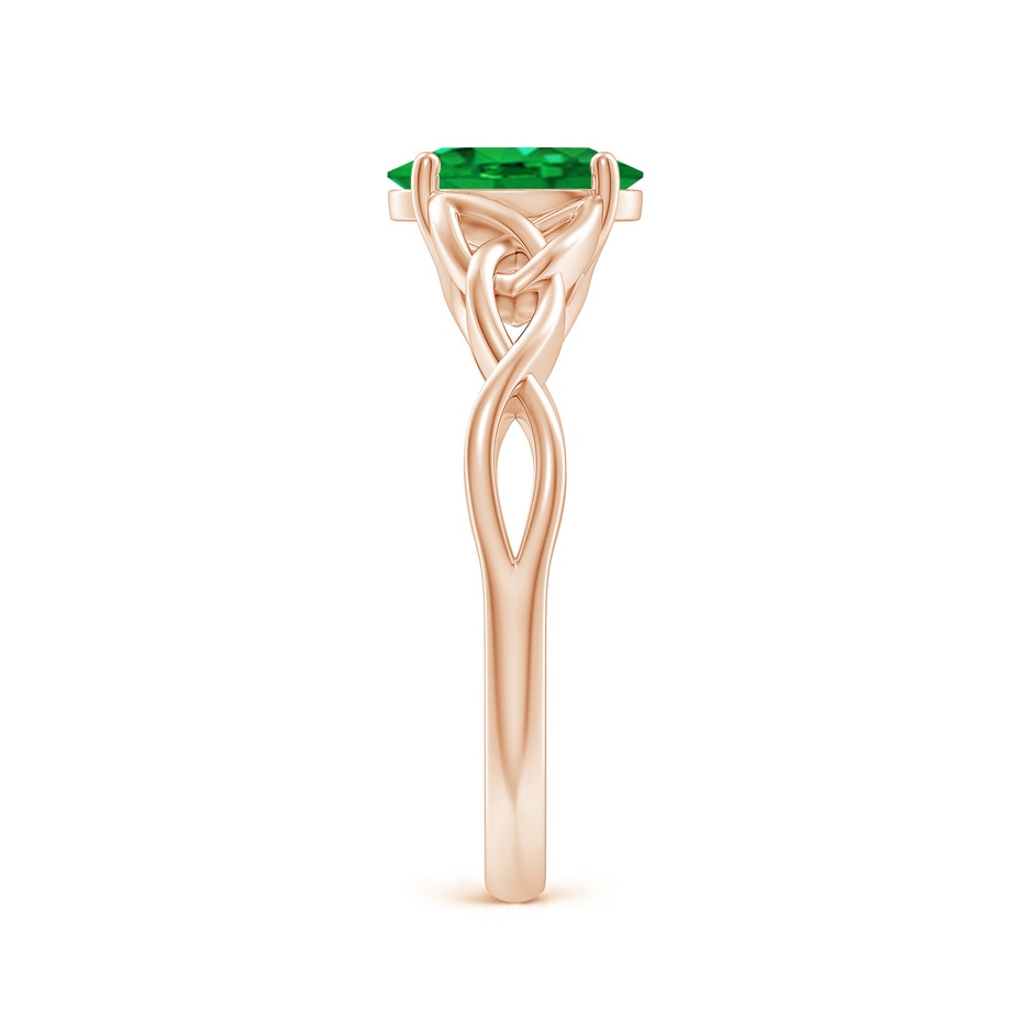 8x6mm AAA Oval Emerald Celtic Knot Engagement Ring in Rose Gold side 299