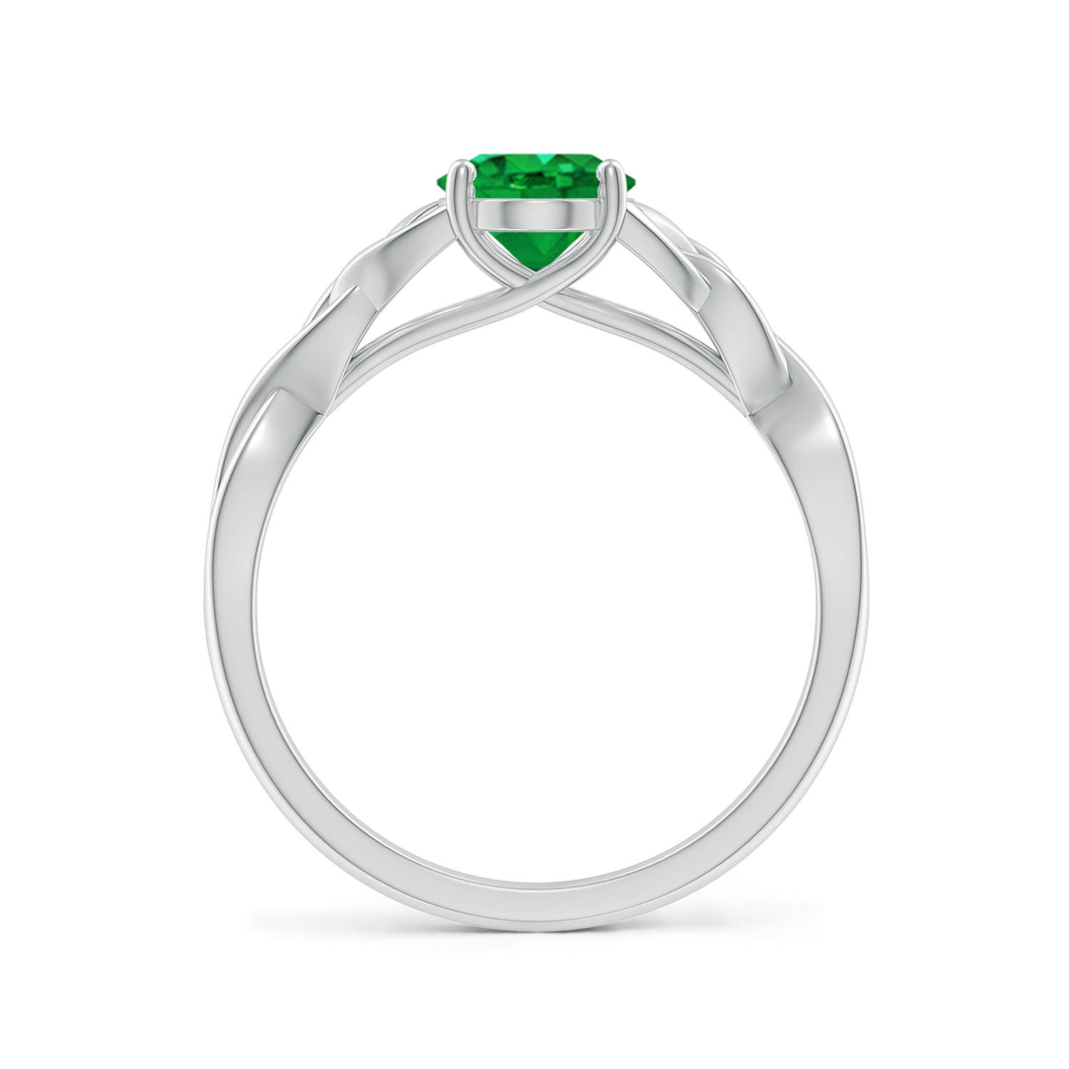 8x6mm AAA Oval Emerald Celtic Knot Engagement Ring in White Gold