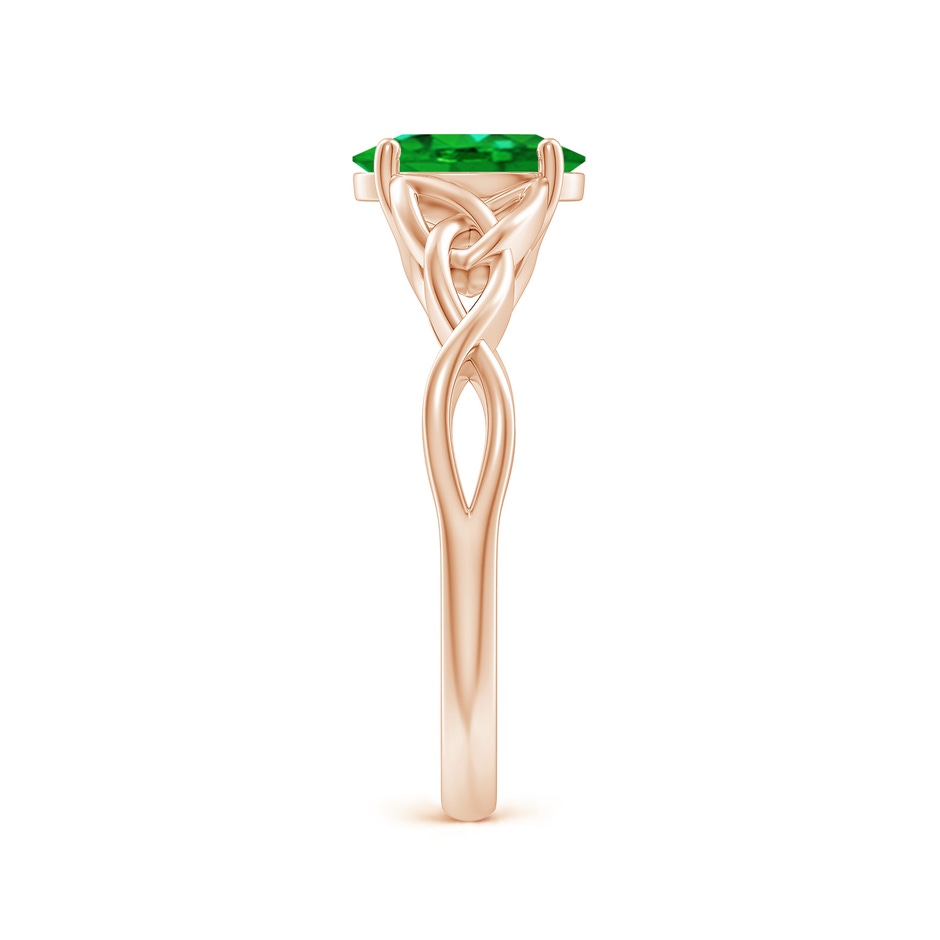 8x6mm AAAA Oval Emerald Celtic Knot Engagement Ring in 18K Rose Gold side 299