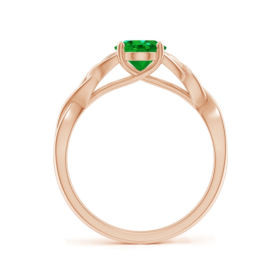 8x6mm AAAA Oval Emerald Celtic Knot Engagement Ring in Rose Gold side 199