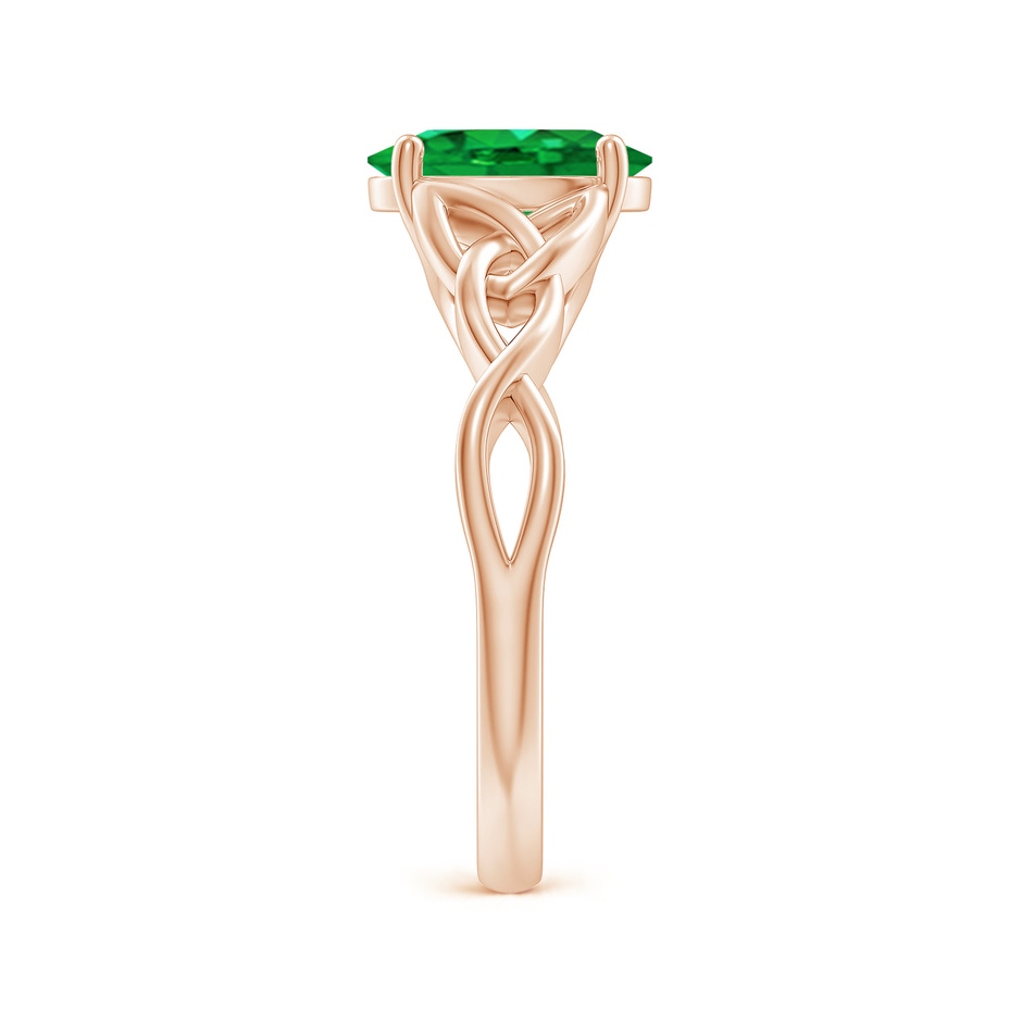 9x7mm AAA Oval Emerald Celtic Knot Engagement Ring in 18K Rose Gold side 299