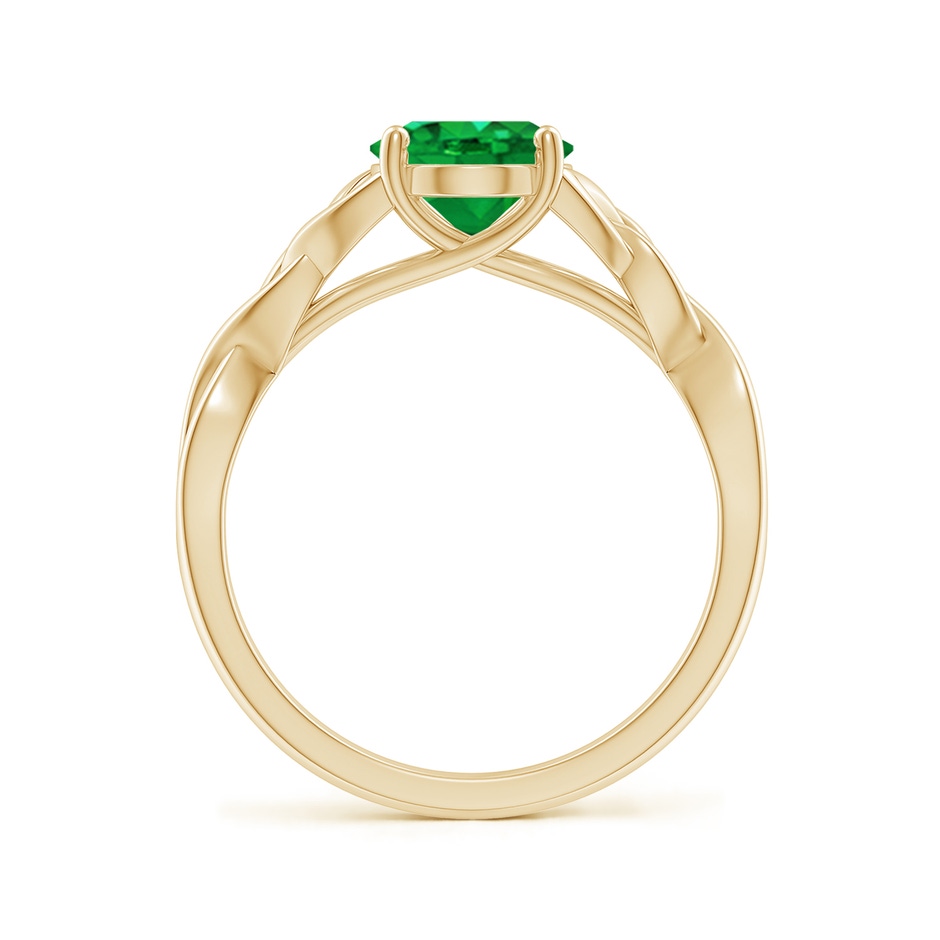 9x7mm AAA Oval Emerald Celtic Knot Engagement Ring in Yellow Gold side 199