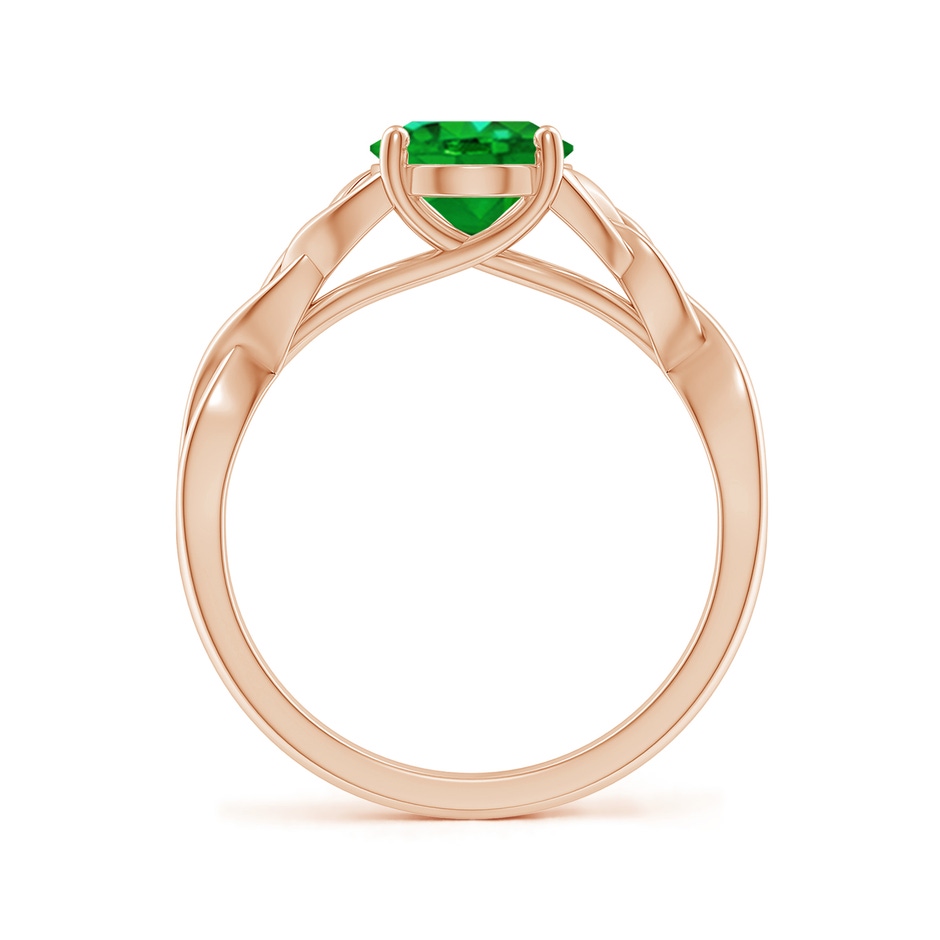 9x7mm AAAA Oval Emerald Celtic Knot Engagement Ring in 18K Rose Gold side 199