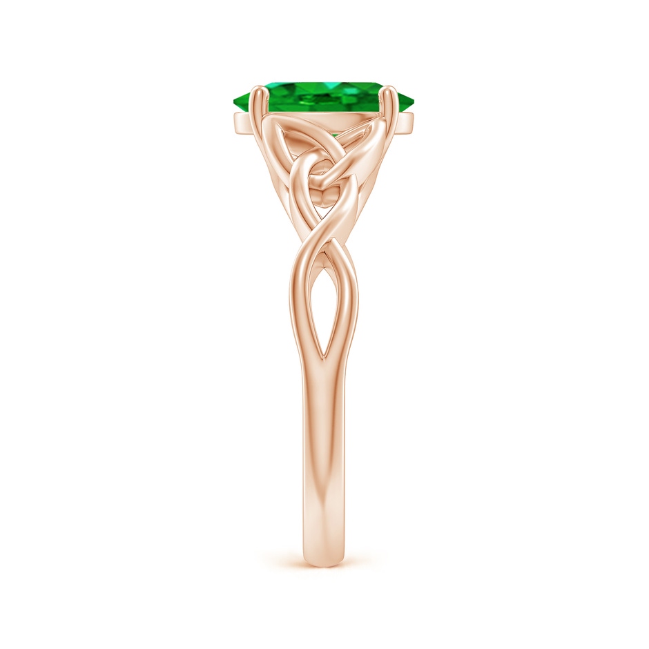 9x7mm AAAA Oval Emerald Celtic Knot Engagement Ring in 18K Rose Gold side 299